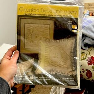 New, Cross-Stitch Pattern Kit, Counted Breaded Embroidered, Pillow Cases, White